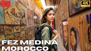 Explore Fez Medina Walking Tour Morocco 🇲🇦  4K 60 FPS [upl. by Saunders942]