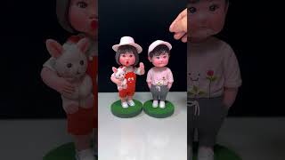 From Clay to Cuteness ：Crafting Adorable Boy amp Girl Bobbleheads [upl. by Ahsat298]