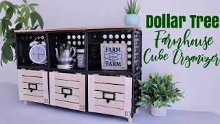 DOLLAR TREE DIY Farmhouse Cube Organizer [upl. by Glarum]