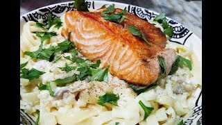 Somonlu Kremalı Linguine Tarifi  Creamy Delicious Salmon Linguine Recipe English subtitles [upl. by Clayson]