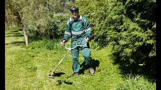 Křovinořez STIHL FS 235  popruhy Oleo Mac s bederním pásem  Brush cutter straps with waist belt [upl. by Rahs170]