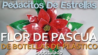 Flor de Pascua con botellas de plástico TUTORIAL MANUALIDADES RECICLADAS subtitulado [upl. by Leimaj]