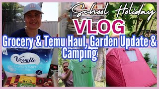 VLOG SCHOOL HOLIDAYS  GROCERY TEMU HAUL  GARDEN UPDATE amp CAMPING HOMEMAKING WITH HAMPTON NOTE [upl. by Gerdeen]