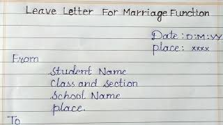 Leave Letter For Marriage Function Leave Letter For Function Leave Letter [upl. by Adamok]