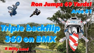 Ronnie Mac 69 Jumps 69 Yards Triple Backflip 360 on BMX [upl. by Marys]