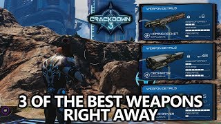 Crackdown 3  How to Get 3 of the Best Weapons RIGHT AWAY Homing Rocket Decimator Mass Driver [upl. by Adniled]