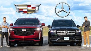 2021 Cadillac Escalade vs MercedesBenz GLS  100000 SUV Kings Face Off [upl. by Eldreda]