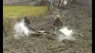 Funny Motocross Crash Two Riders Collide In Mud [upl. by Hgielhsa707]