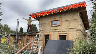 DIY Wintervorbereitungen am Tiny House Westseite verputzen amp Wärmebrücken entfernen [upl. by Crabb]