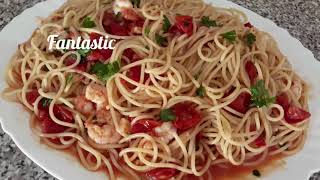 Spaghetti me karkaleca dhe domate qershi Spaghetti with shrimps and Cherry tomatoes [upl. by Vivianna]