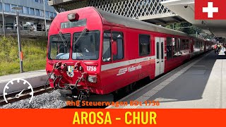 Cab ride Arosa  Chur  train drivers view along Arosa Railway  Switzerland in 4K August 2022 [upl. by Iruy]