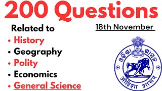 200 Important Questions Related to History Geography Polity Economics For All Odisha Exams BEd 2024 [upl. by Miranda]