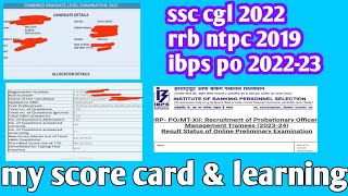 my ssc cgl rrb ntpc amp ibps po score card and learning lesson [upl. by Bisset]