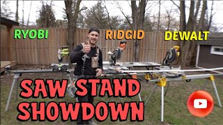 Mitre saw stand review amp comparison RYOBI  RIDGID  DEWALT [upl. by Ullund]