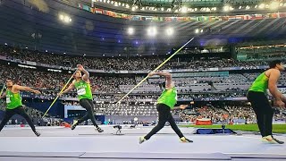 Pakistan Arshad Nadeem gold winning throw vs Indias Neeraj Chopra in javelin final Paris Olympics [upl. by Nata]