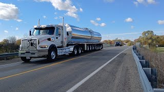 truck spotting a white western star truck and a red peterbilt truck 102424 [upl. by Solberg]