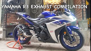 Yamaha R3 Exhaust Compilation  Full System Exhausts  India [upl. by Jacquelin]