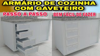 COMO FAZER ARMÁRIO COM GAVETEIRO DE ALUMÍNIO PARA DEBAIXO DA PIA DA COZINHA  RÁPIDO E FÁCIL [upl. by Eniloj]