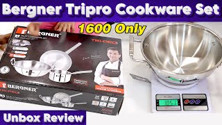 Bergner Tripro Cooker Set  Tamil  Unboxing  Review  Triply Stainless Steel [upl. by Leiand]