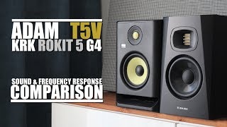 KRK Rokit 5 G4 RP5G4 vs Adam Audio T5V  Sound amp Frequency Response Comparison [upl. by Liborio672]