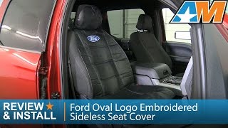 19972016 F150 Ford Oval Logo Embroidered Sideless Seat Cover w Head Rest Review amp Install [upl. by Ramar]