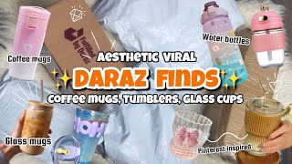 DARAZ “Glass Cups Coffee Mugs Tumblers amp Water bottles” Shopping 🛍️💖✨ [upl. by Tumer]