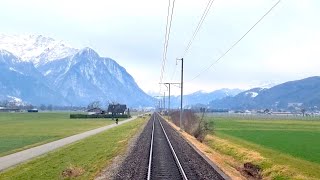 ★ 4K 🇨🇭St Margrethen  Buchs  Sargans cab ride Switzerland 012023 Führerstandsmitfahrt Rheintal [upl. by Hermes831]