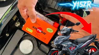 How to Remove and Install Motorcycle Battery for Yamaha Y15ZR  Replace Motor Battery Step by Steps [upl. by Ettezel]