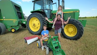 Kids tractors mowing hay on the farm  Tractors for kids [upl. by Onilegna]