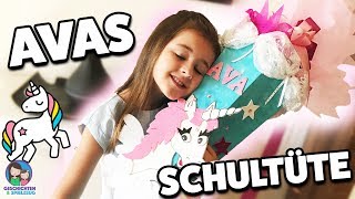 Avas Schultüte zur Einschulung🎉 Ava packt ihre Schultüte aus was ist da alles drin [upl. by Ynnam]