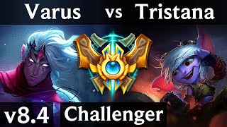 VARUS vs TRISTANA ADC  EUW Challenger  Patch 84 [upl. by Adnanref656]