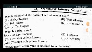 Most important MCQ questions of the poem the Laburnum Top class 11th hornbill book 📚🙏🙏👍👍👍 [upl. by Hplodur]