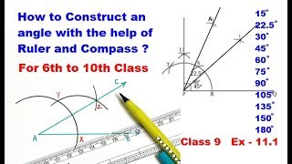 How to Construct 30 45 90 75 225 105 135 150 degree angle प्रकार की सहायता से कोण कैसे बनाए [upl. by Eitra]