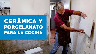 Cómo instalar cerámica y porcelanato en la cocina [upl. by Gnad259]