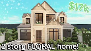 17k Floral Soft Bloxburg House Build 2 Story Exterior Tutorial [upl. by Dellora921]