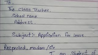 Leave letter for class teacher  School leave letter for fever  Sick Leave  Application StudyGara [upl. by Hnah]