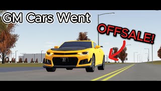 GM Cars Went OFFSALE Roblox Greenville [upl. by Ahseinaj38]