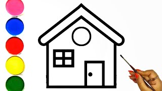 Easy House Drawing for Kids  How to draw a house step by step  Educational video [upl. by Chessy]