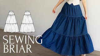 DIY Easy Maxi Tiered Ruffle Skirt  Sewing Pattern [upl. by Olegnaleahcim52]