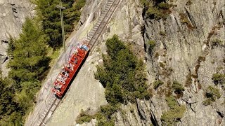 Die steilste Standseilbahn von Europa  Fahrt mit der Gelmerbahn [upl. by Keyte728]