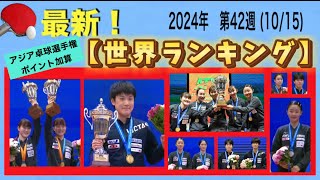 【世界ランキング】最新順位発表！アジア卓球選手権大会ポイント加算！2024年 第42週（1015）日本選手まとめ！ [upl. by Winwaloe97]