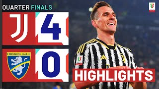 JUVENTUSFROSINONE 40  HIGHLIGHTS  Milik stars in gol fest  Coppa Italia Frecciarossa 202324 [upl. by Oicatsana704]