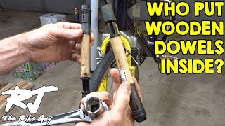 Fixing RockShox Quadra 21R Fork  Elastomers Replaced With Wood Dowels [upl. by Elitnahc]