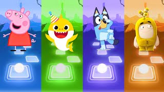 Peppa pig 🆚 Baby Shark 🆚 Bluey Bingo 🆚 Oddbods Bubbles Tiles Hop [upl. by Clywd]