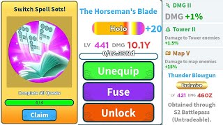 NEW SPELL SET SLOT  FREE HOLO HORSEMANS BLADE IS FIRE IN ROBLOX WEAPON FIGHTING SIMULATOR [upl. by Hseham759]