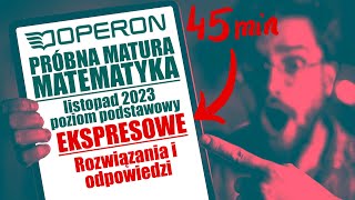 OPERON Próbna matura MATEMATYKA listopad 2023 poziom podstawowy EKSPRESOWE Rozwiązania i Odpowiedzi [upl. by Ysor784]