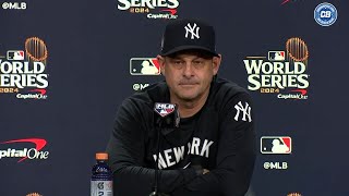 2024 World Series Aaron Boone talks banned Yankees fans Gerrit Cole Aaron Judge amp Juan Soto [upl. by Juna]