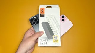 THE BEST Screen Protector for the iPhone 15 Series  Spigen Glastr EZ Fit Screen Protector [upl. by Anaeco]