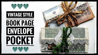 Vintage Style Book Page Envelope Pocket  Junk Journal [upl. by Hplodur]