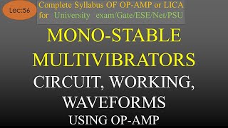 Lec56 Introduction to Monostable Multivibrator  Circuit Working Waveforms  OpAmp  R K Classes [upl. by Halyahs]